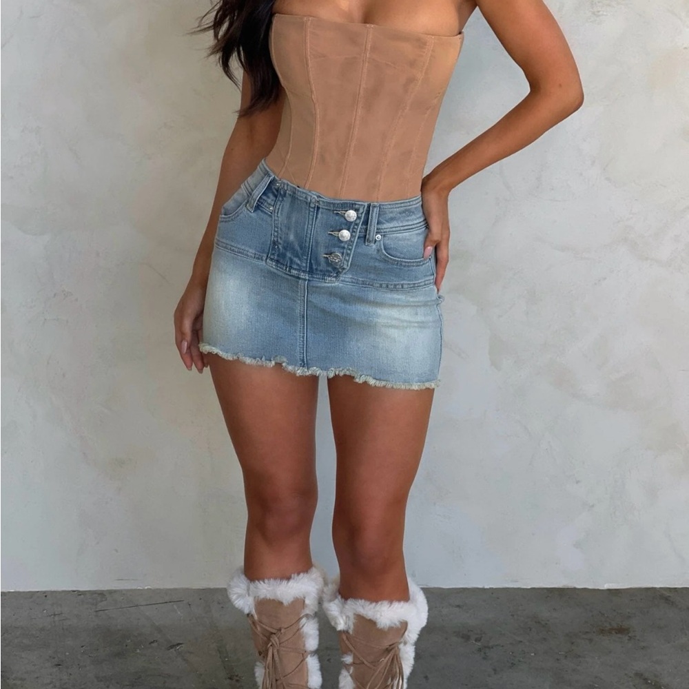 Outcast Strapless Tan Corset Top